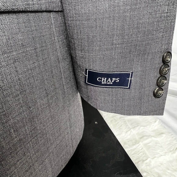 New!! CHAPS Blazer Men 40R Gray 2 Button Suit Jacket - Picture 14 of 15